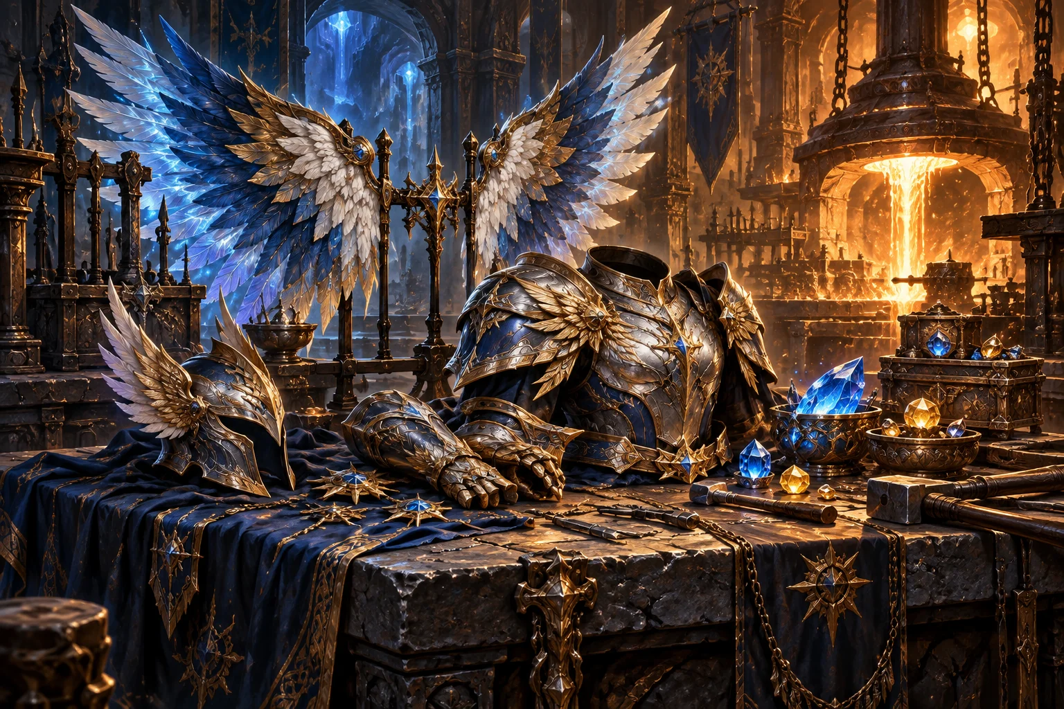 Cánh, trang bị và đá quý trong xưởng rèn fantasy MU