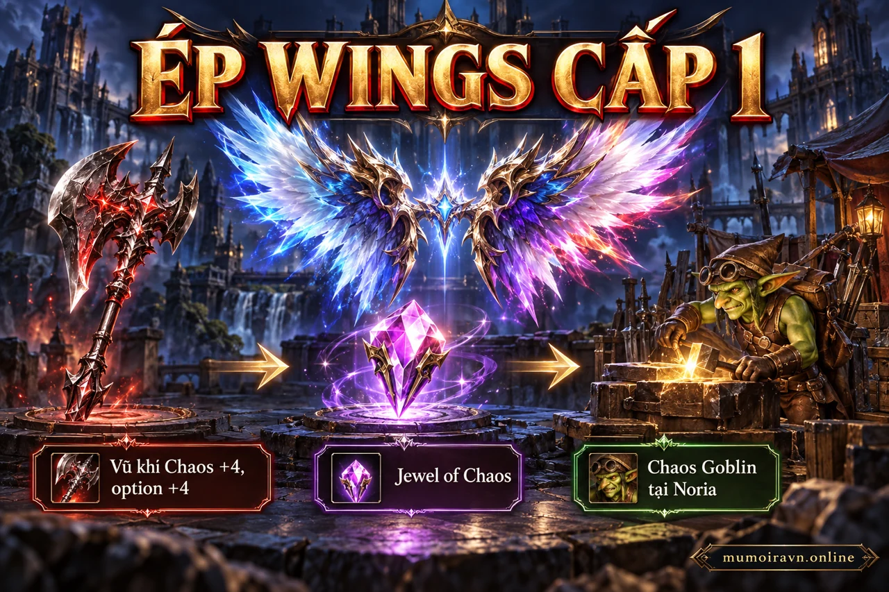 Minh họa Ép cánh cấp 1 MU: kiểm tra Chaos Weapon và nguyên liệu